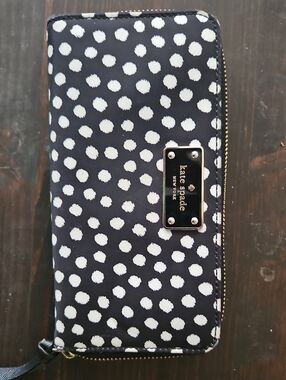 kate spade Black and White Polka Dot Zip-Around Wallet